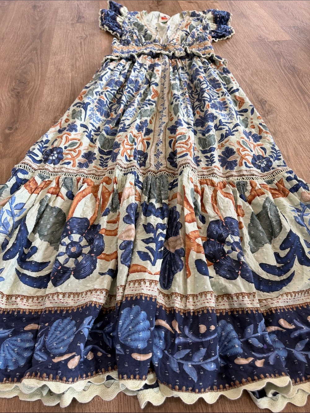FARM Rio Ocean Tapestry Dress Embroidered Floral Mint Maxi - Picture 12 of 16